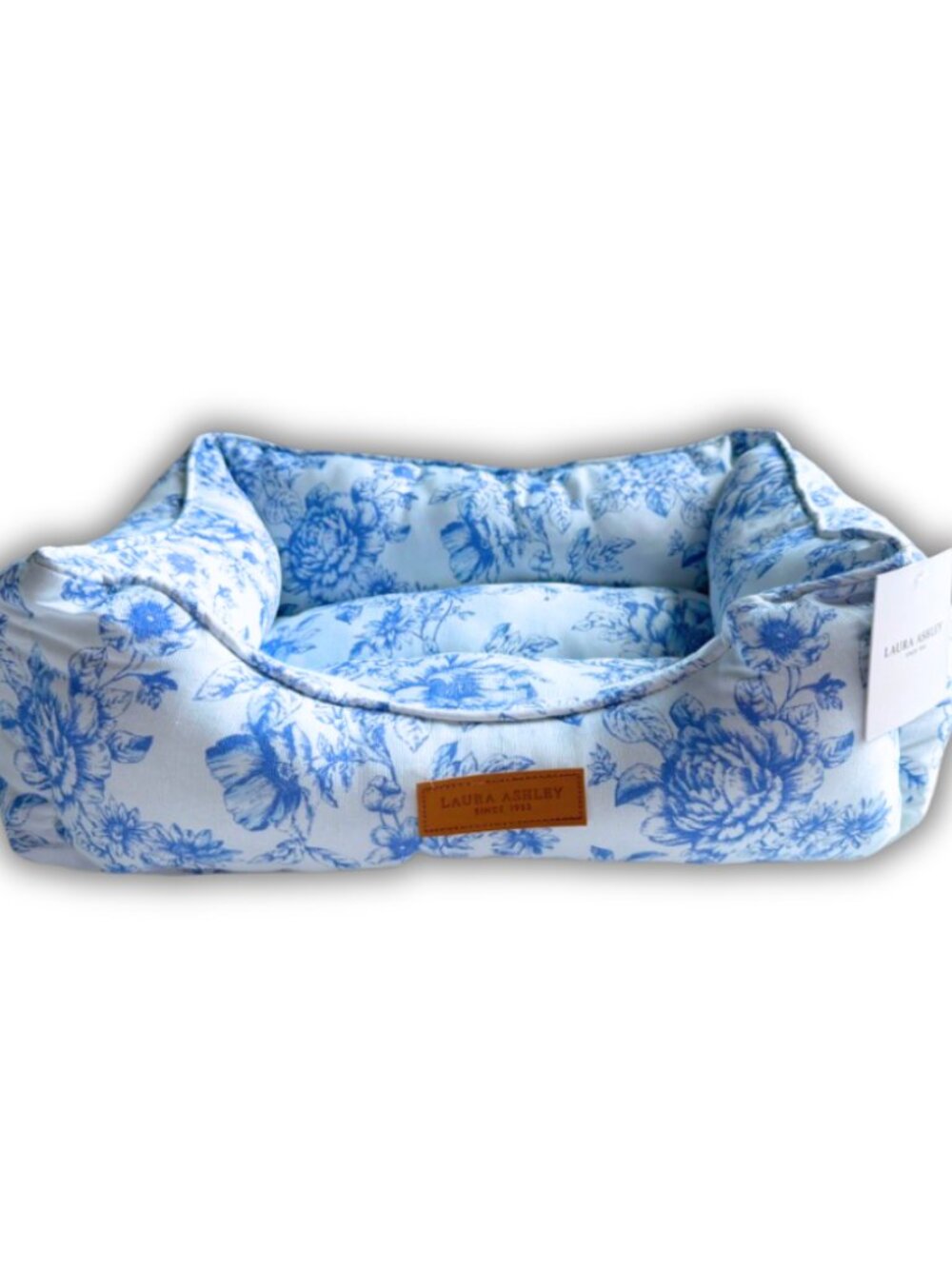 Laura Ashley Blue Floral Pet Bed Dog Cat Bolster Cushion Shabby Chic Cottagecore